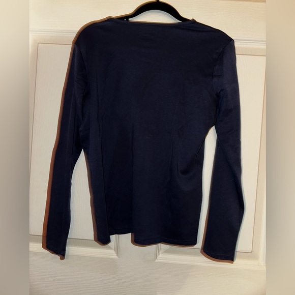 L.L Bean women’s navy blue cotton long sleeve shirt M winter outdoors hiking - Picture 3 of 5